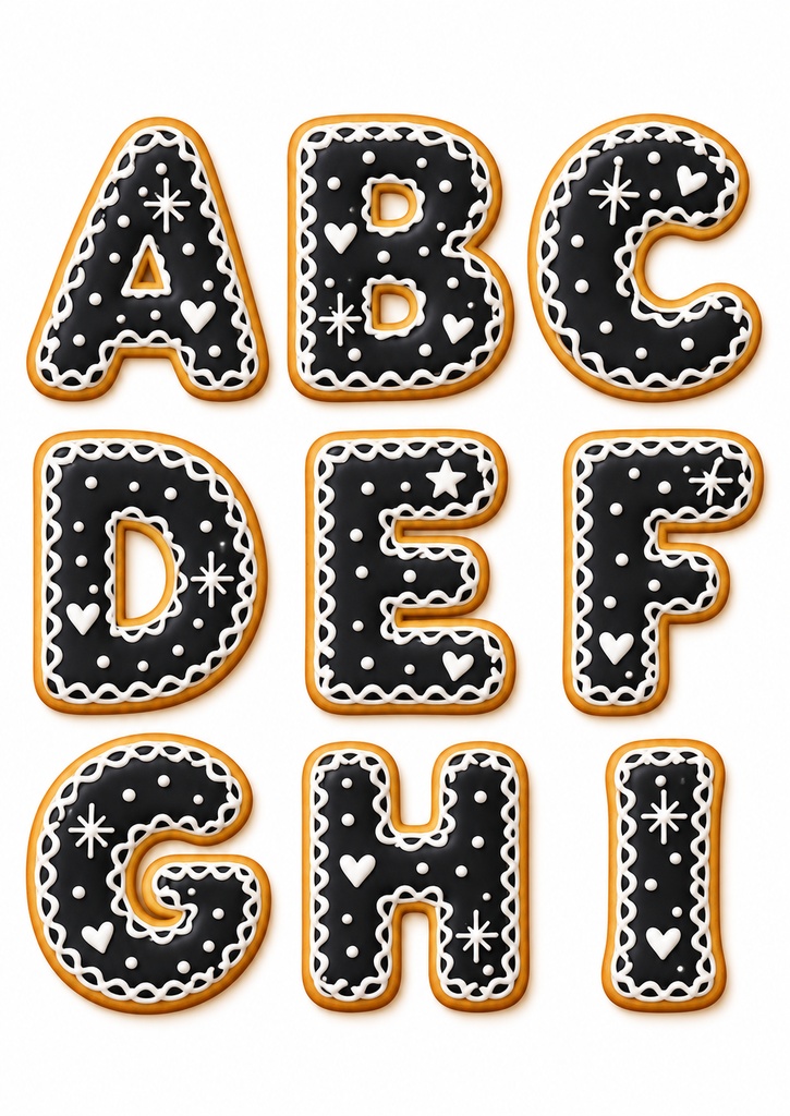 推し活・誕生日・記念日に アルファベット 数字 大人のモロッカンタイル風 セレブレーションクッキー素材|