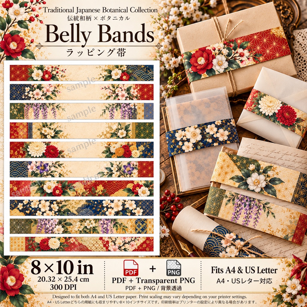 Traditional Japanese Botanical Collection|伝統和柄 × ボタニカル|和モダン ラッピング・ジャーナル素材セット
