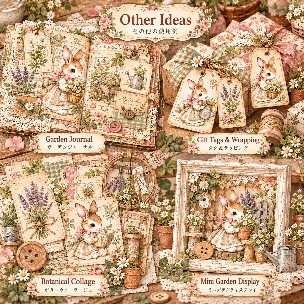 Little Rose Garden|ローズバニーの小さなバラの庭|背景&パーツ素材セット
