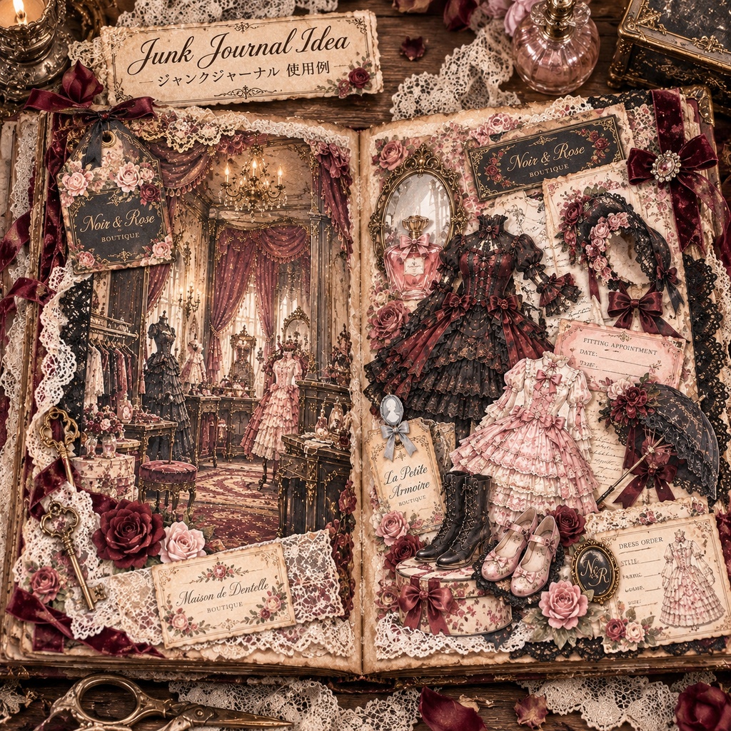 Gothic Lolita Boutique Collection|ゴスロリ洋装店|アンティークレースとクラシカルドレス|背景&パーツ素材15シート