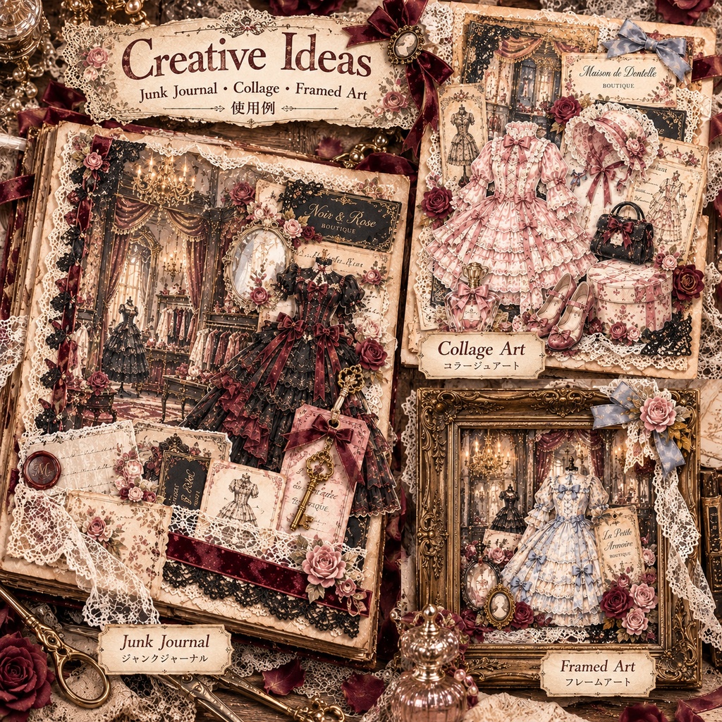 Gothic Lolita Boutique Collection|ゴスロリ洋装店|アンティークレースとクラシカルドレス|背景&パーツ素材15シート