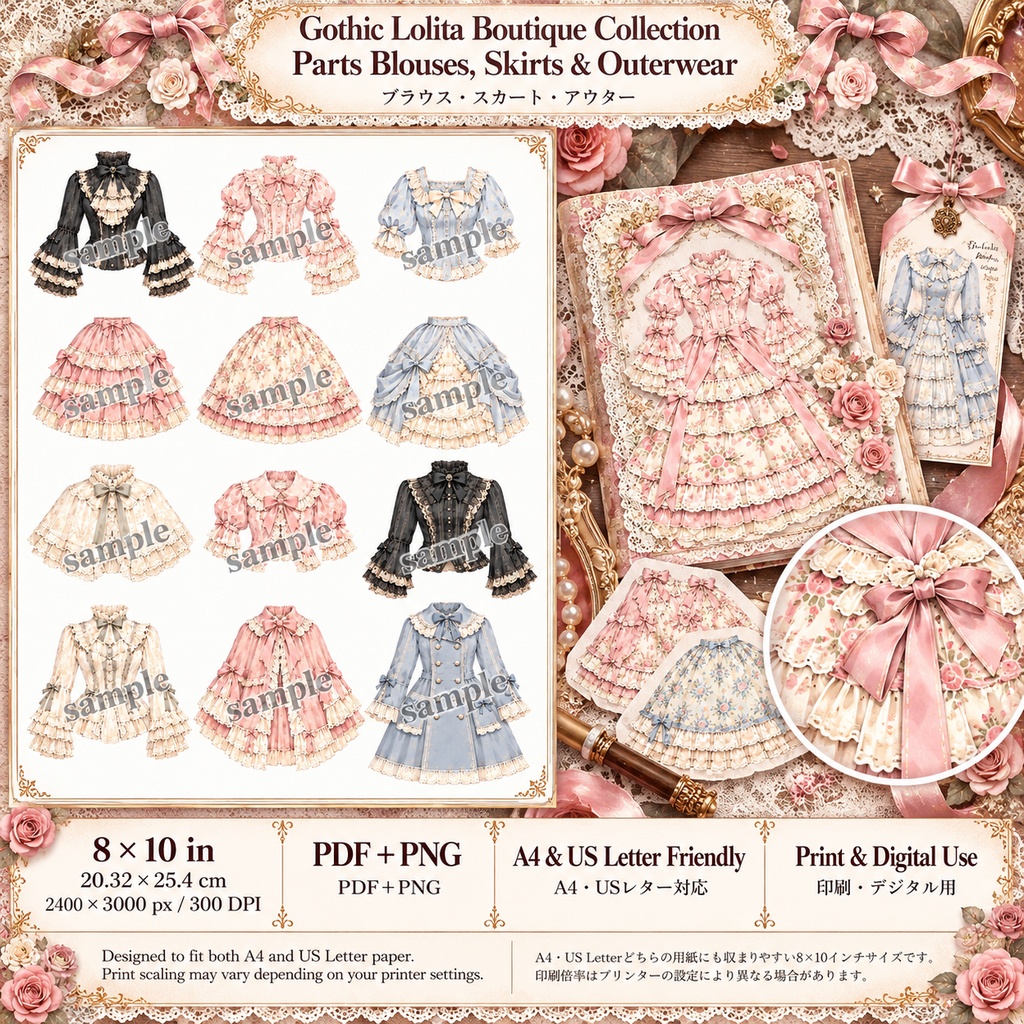 Gothic Lolita Boutique Collection|ゴスロリ洋装店|アンティークレースとクラシカルドレス|背景&パーツ素材15シート