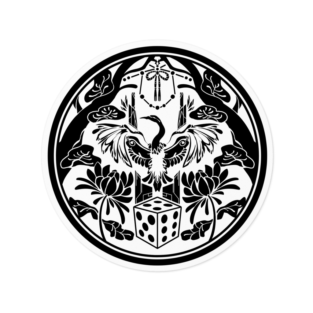 鶴羽四五六モチーフステッカー・ホワイト