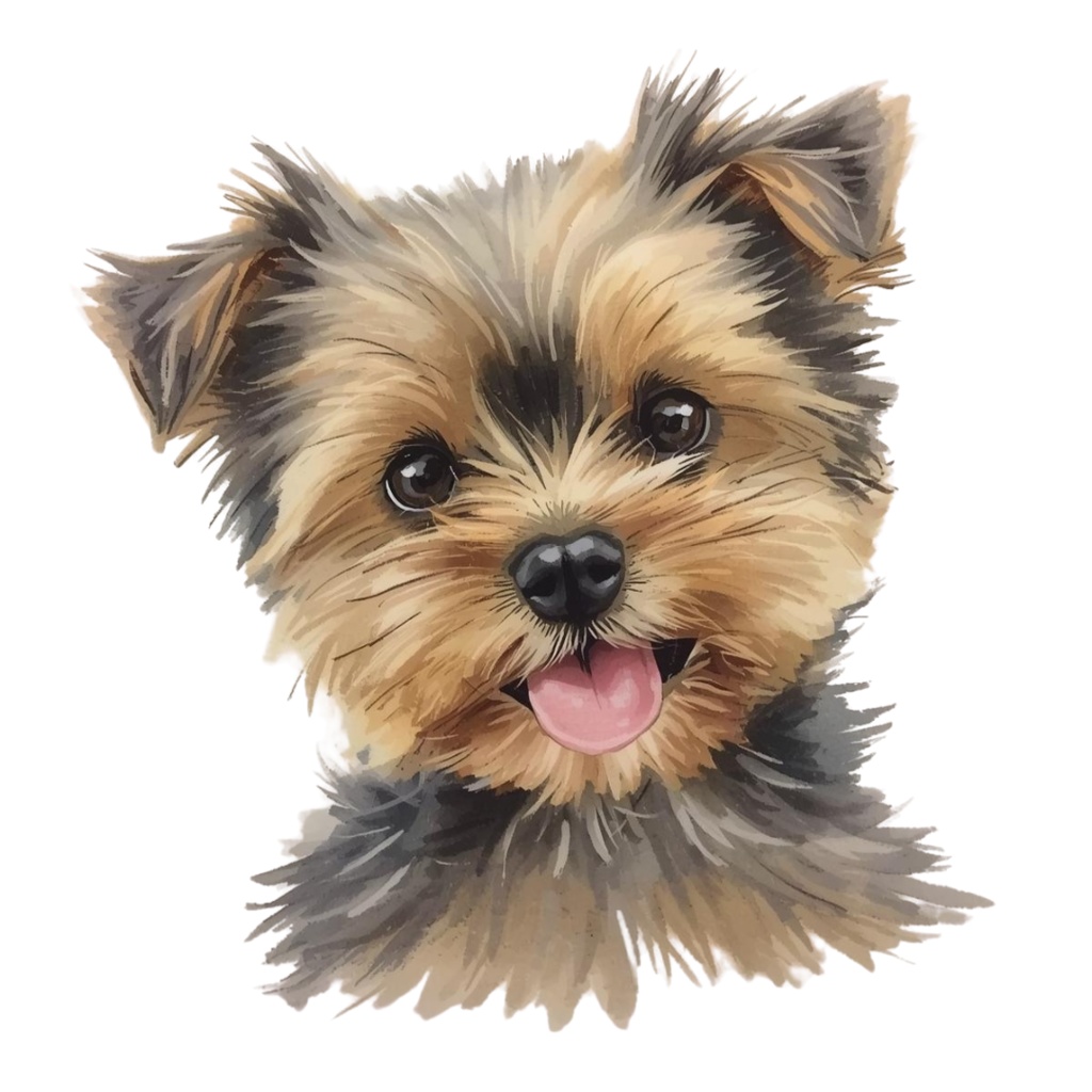【商用利用OK】ヨーキー子犬クリップアート12点|水彩イラスト PNG Yorkie Puppy Watercolor Clipart Set
