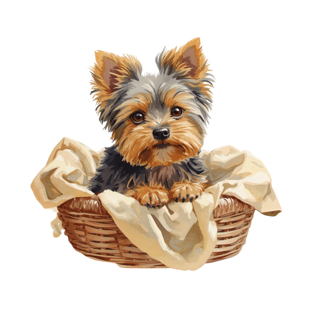 【商用利用OK】ヨーキー子犬クリップアート12点|水彩イラスト PNG Yorkie Puppy Watercolor Clipart Set