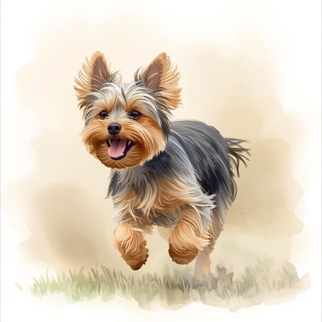 【商用利用OK】ヨーキー子犬クリップアート12点|水彩イラスト PNG Yorkie Puppy Watercolor Clipart Set