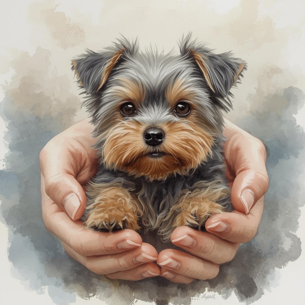 【商用利用OK】ヨーキー子犬クリップアート12点|水彩イラスト PNG Yorkie Puppy Watercolor Clipart Set
