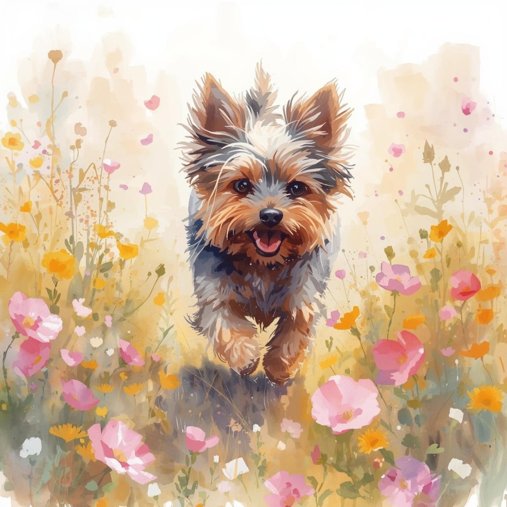 【商用利用OK】ヨーキー子犬クリップアート12点|水彩イラスト PNG Yorkie Puppy Watercolor Clipart Set