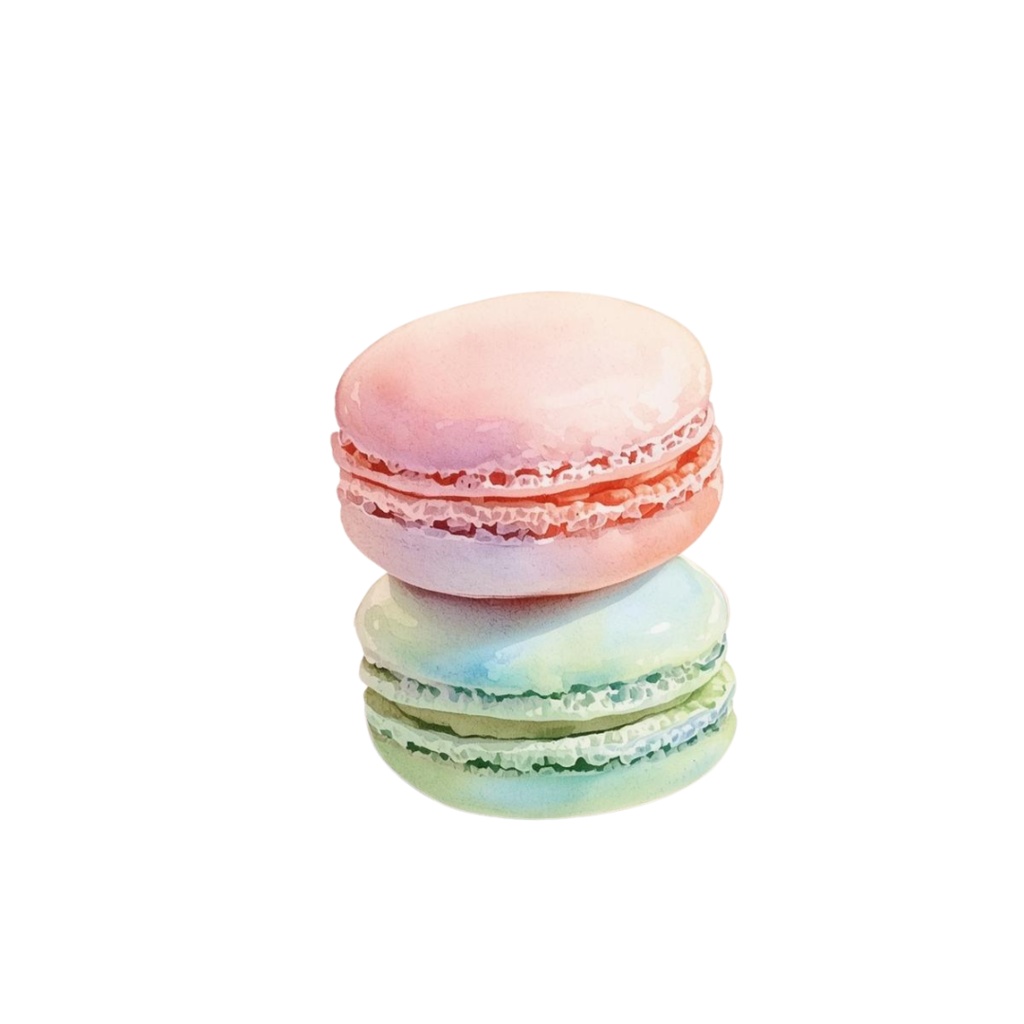 【商用利用OK】🍰 水彩スイーツ&カフェ クリップアート12点|ケーキ・マカロン・ティーポット PNG Watercolor Cafe Clipart Set