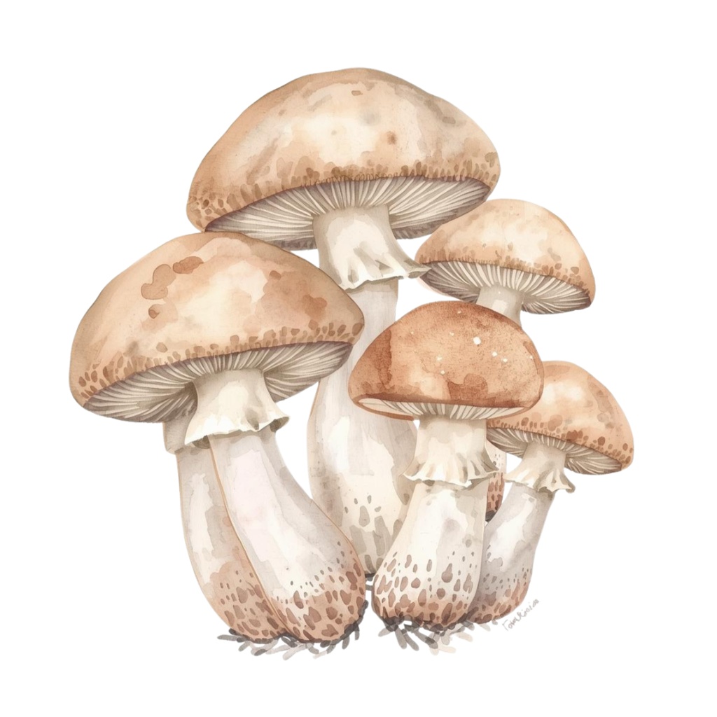 【商用利用OK】🍄 秋の森ときのこ 水彩クリップアート12点|可愛いマッシュルーム PNG Watercolor Mushroom Clipart Set