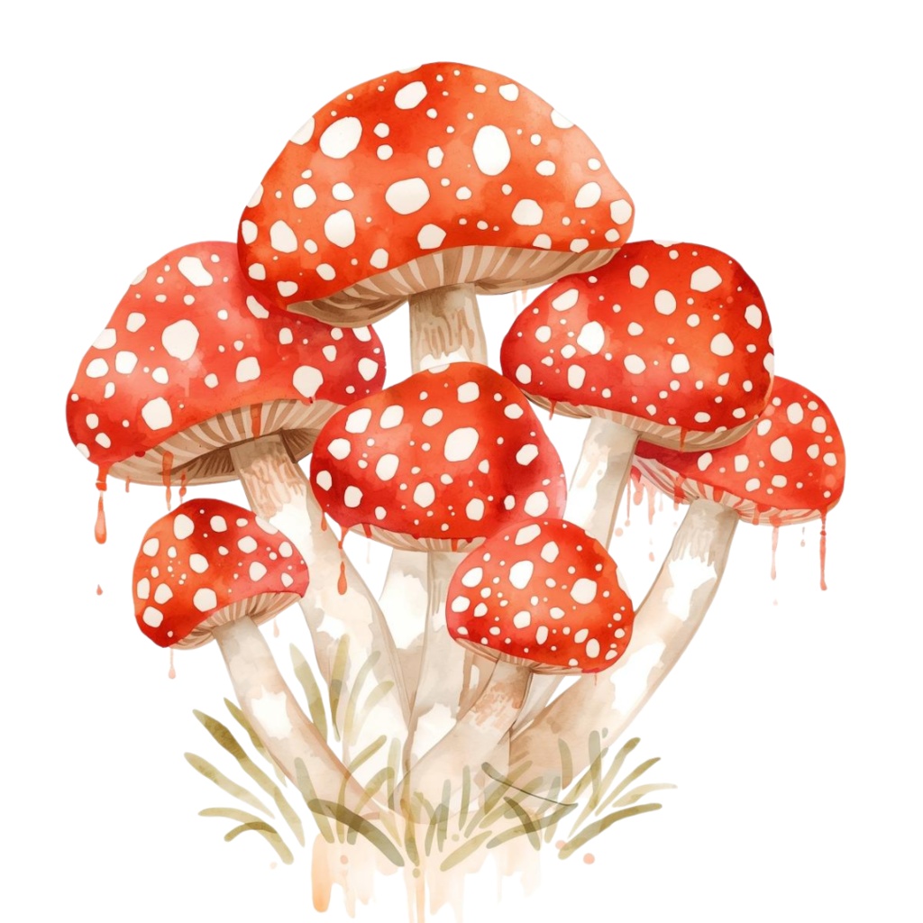 【商用利用OK】🍄 秋の森ときのこ 水彩クリップアート12点|可愛いマッシュルーム PNG Watercolor Mushroom Clipart Set