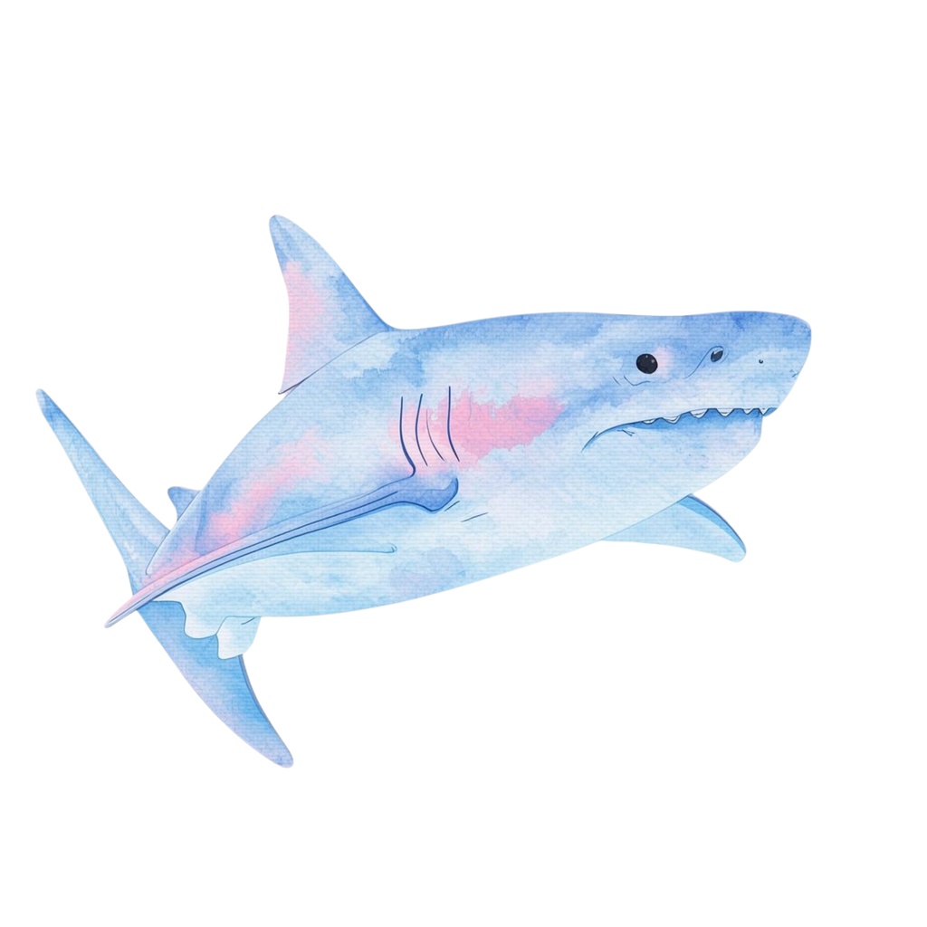 【商用利用OK】🦈 ゆめかわサメ 水彩クリップアート12点|可愛いシャーク PNG Kawaii Watercolor Shark Clipart Set