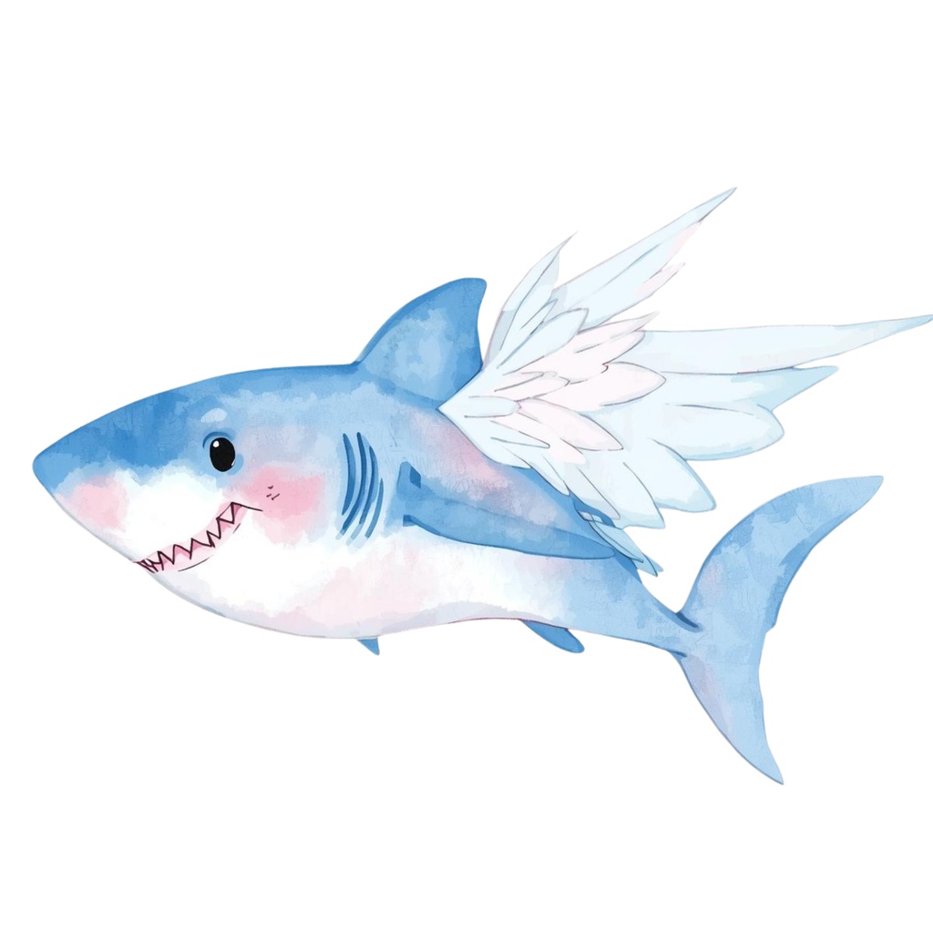 【商用利用OK】🦈 ゆめかわサメ 水彩クリップアート12点|可愛いシャーク PNG Kawaii Watercolor Shark Clipart Set