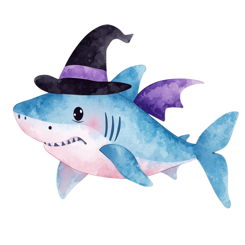 【商用利用OK】🦈 ゆめかわサメ 水彩クリップアート12点|可愛いシャーク PNG Kawaii Watercolor Shark Clipart Set