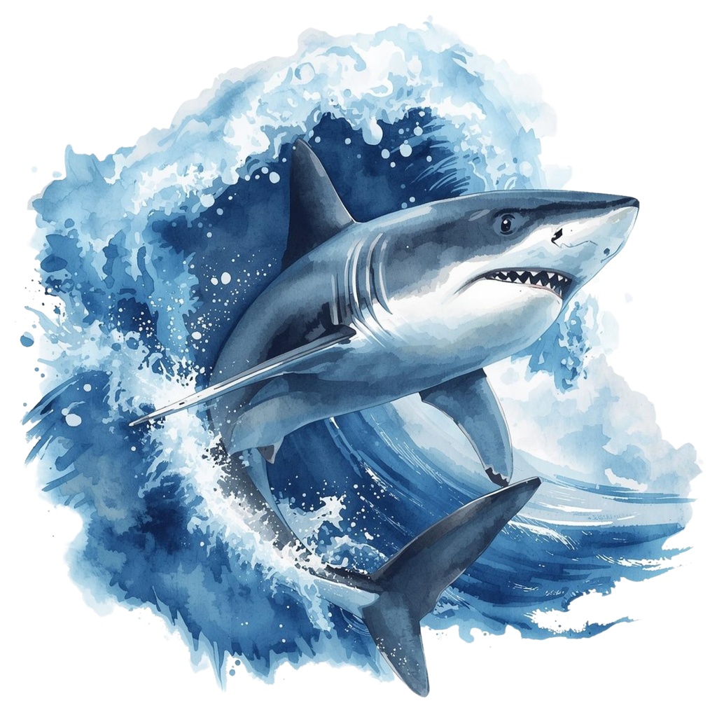 【商用利用OK】🦈 クールな水彩サメ クリップアート12点|シャーク PNG 高画質 Watercolor Shark Clipart Set