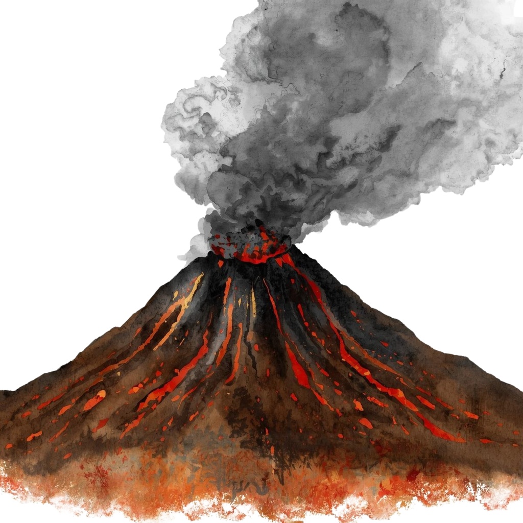 【商用利用OK】🦖 恐竜クリップアート12点 水彩リアル|ティラノサウルス・化石・卵・火山 PNG Dinosaur Watercolor Clipart Set