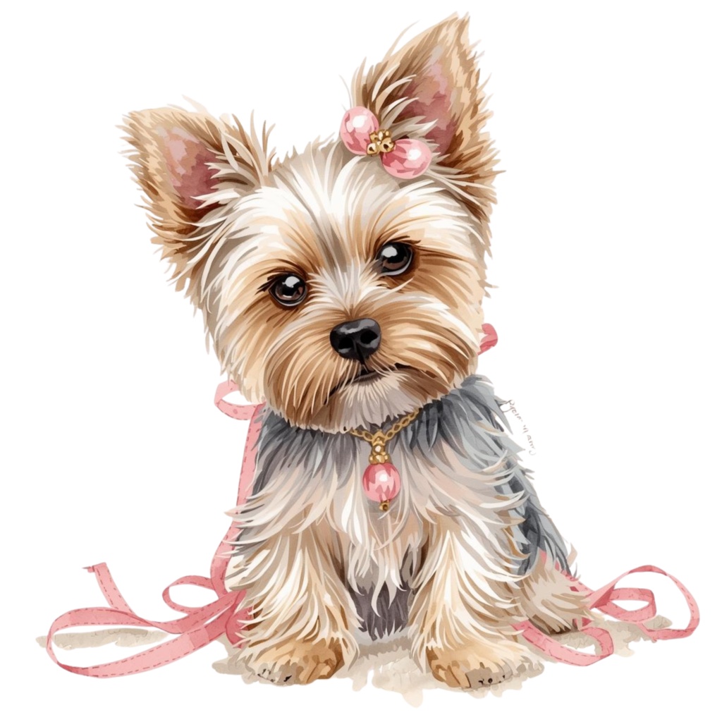 【限定】ふんわり水彩ヨーキーのクリスマスセット|かわいい子犬の冬クリップアート12点 PNG素材Watercolor Yorkie Christmas Clipart Set | Cute Puppy Winter Collection (12 PNG)