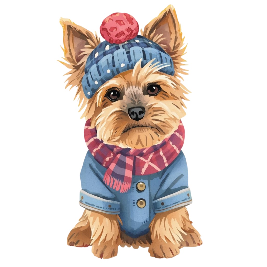 【限定】ふんわり水彩ヨーキーのクリスマスセット|かわいい子犬の冬クリップアート12点 PNG素材Watercolor Yorkie Christmas Clipart Set | Cute Puppy Winter Collection (12 PNG)