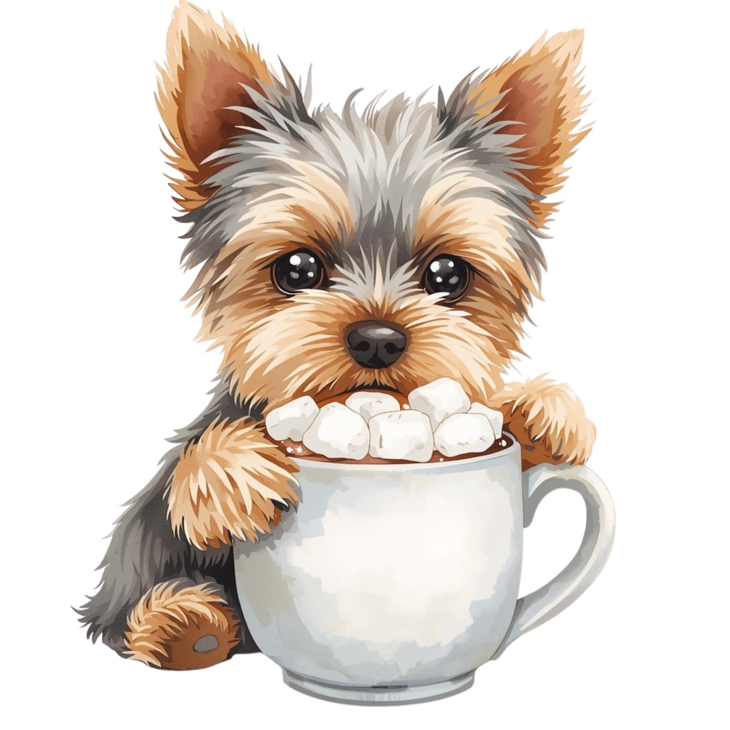 【限定】ふんわり水彩ヨーキーのクリスマスセット|かわいい子犬の冬クリップアート12点 PNG素材Watercolor Yorkie Christmas Clipart Set | Cute Puppy Winter Collection (12 PNG)