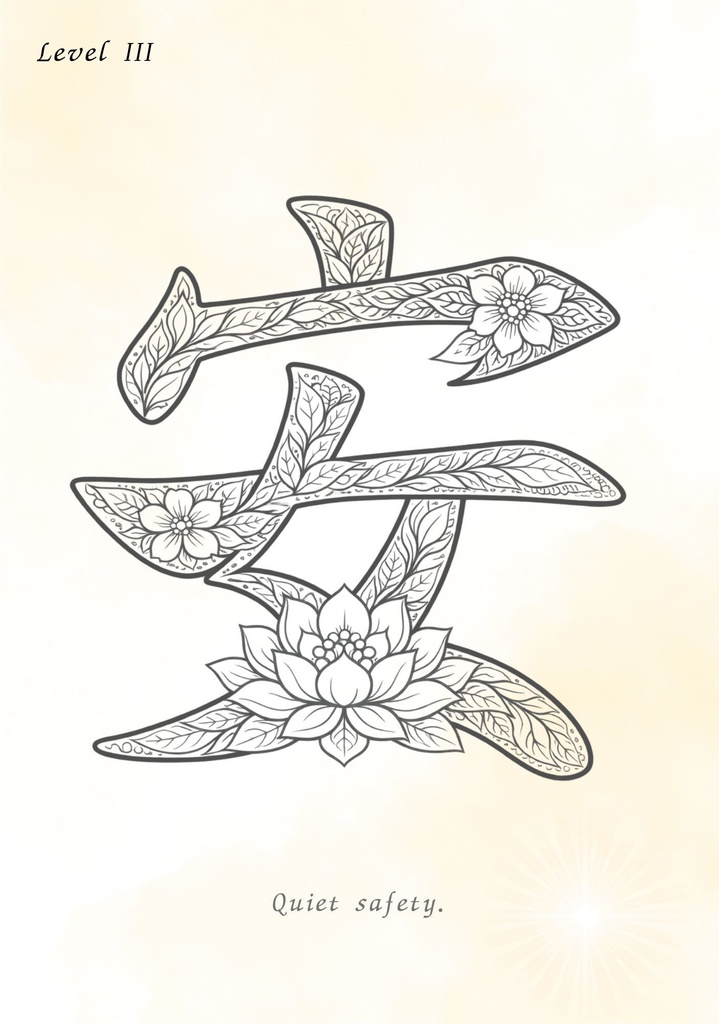 Quiet Safety 漢字「安」塗り絵PDF 静かな安心のための大人向けデジタル塗り絵