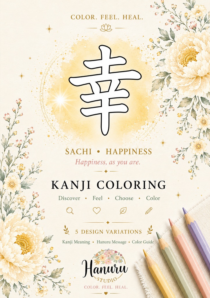 【PDF】漢字塗り絵|幸(さち)|5デザイン|心を整えるマインドフルネス塗り絵