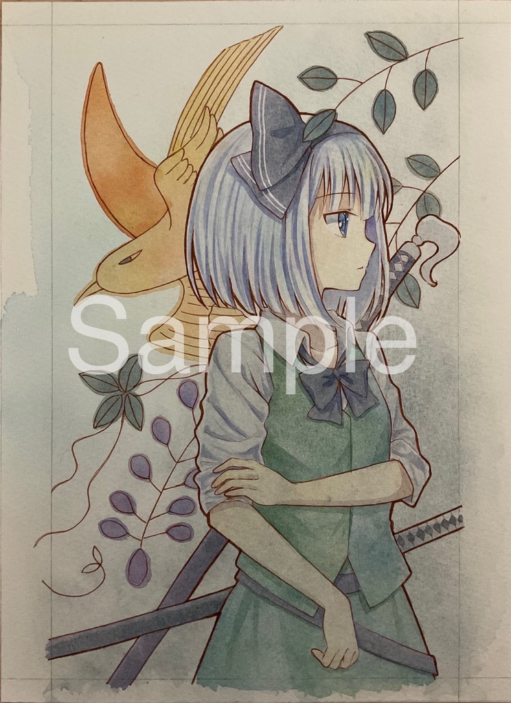 【額装なしアナログ原画】※説明をよくお読みください 花札×妖夢