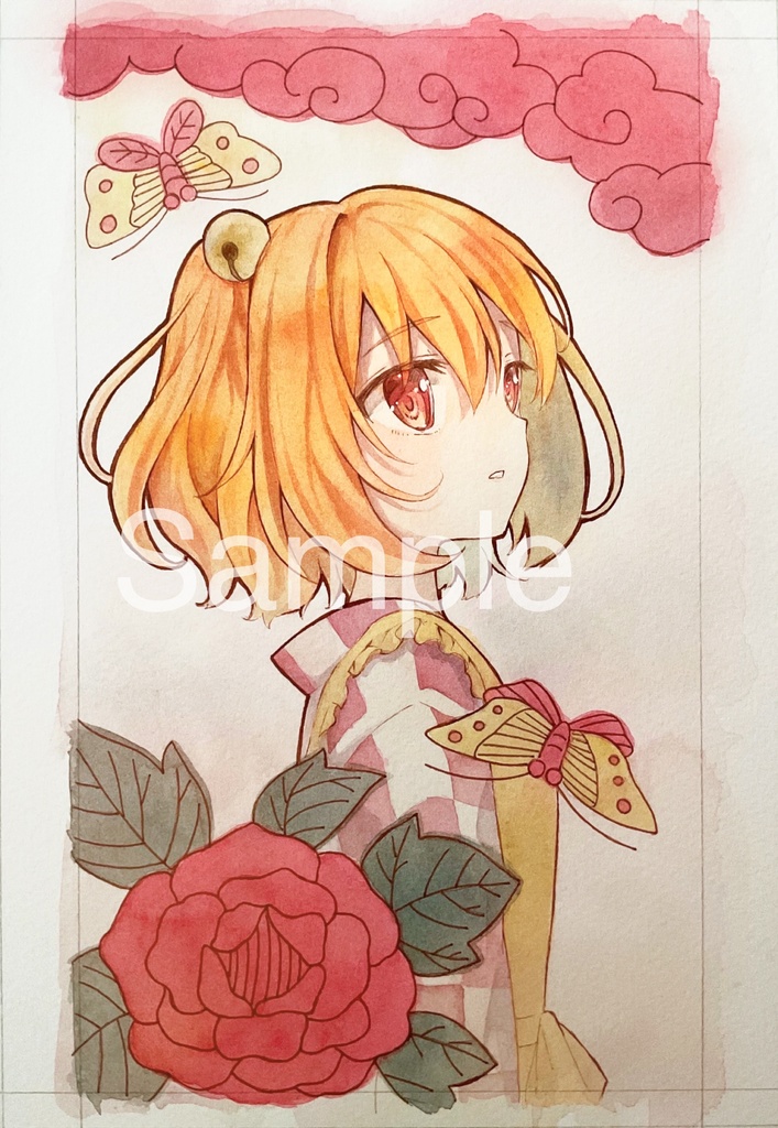 【額装なしアナログ原画】※説明をよくお読みください 花札×本居小鈴