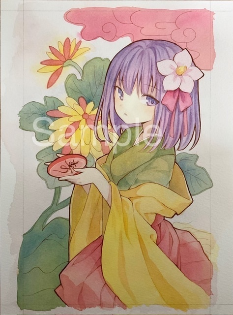 【額装なしアナログ原画】※説明をよくお読みください 花札×阿求