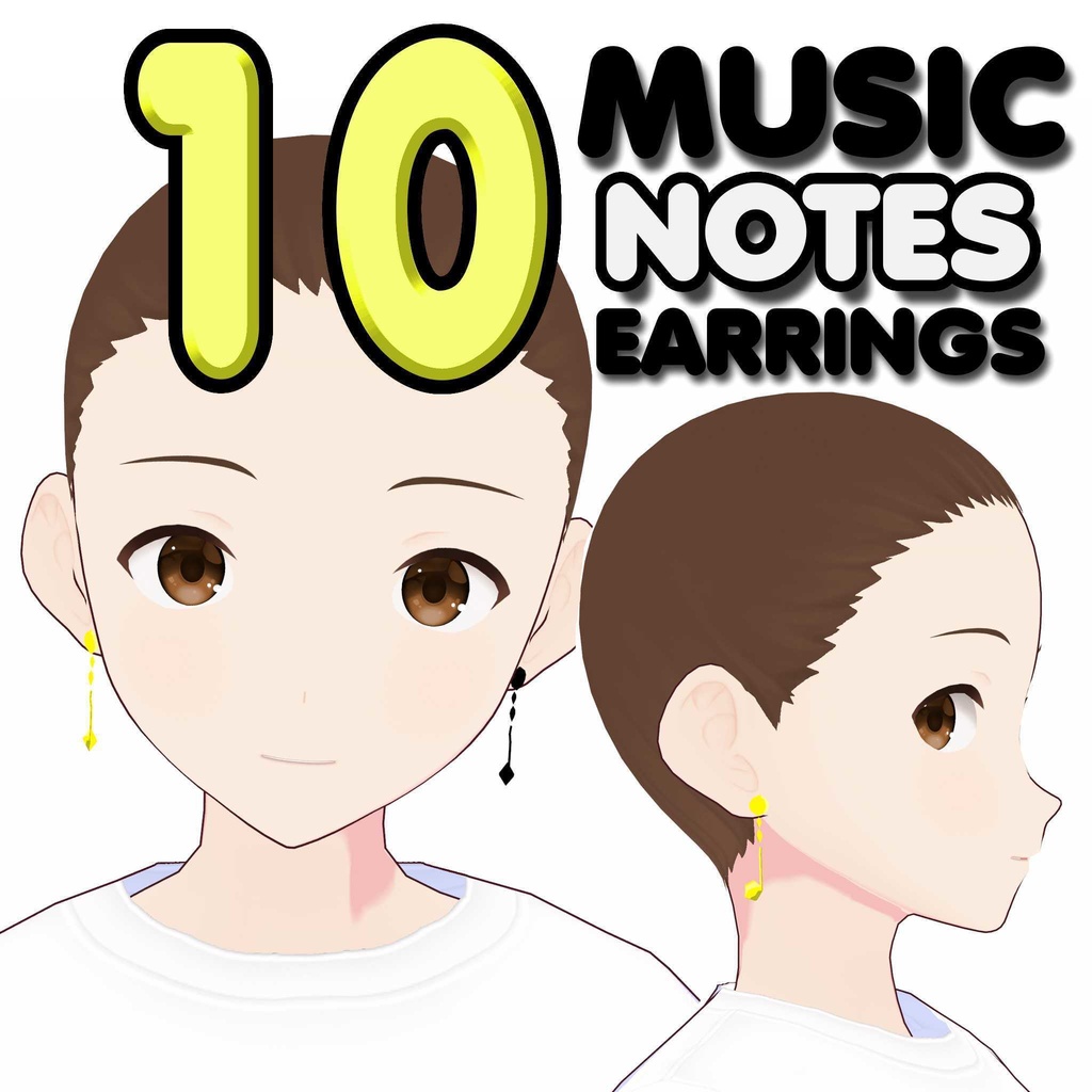 [FREE]10 Yellow and Black Music Notes Earrings [Vroid Studio]