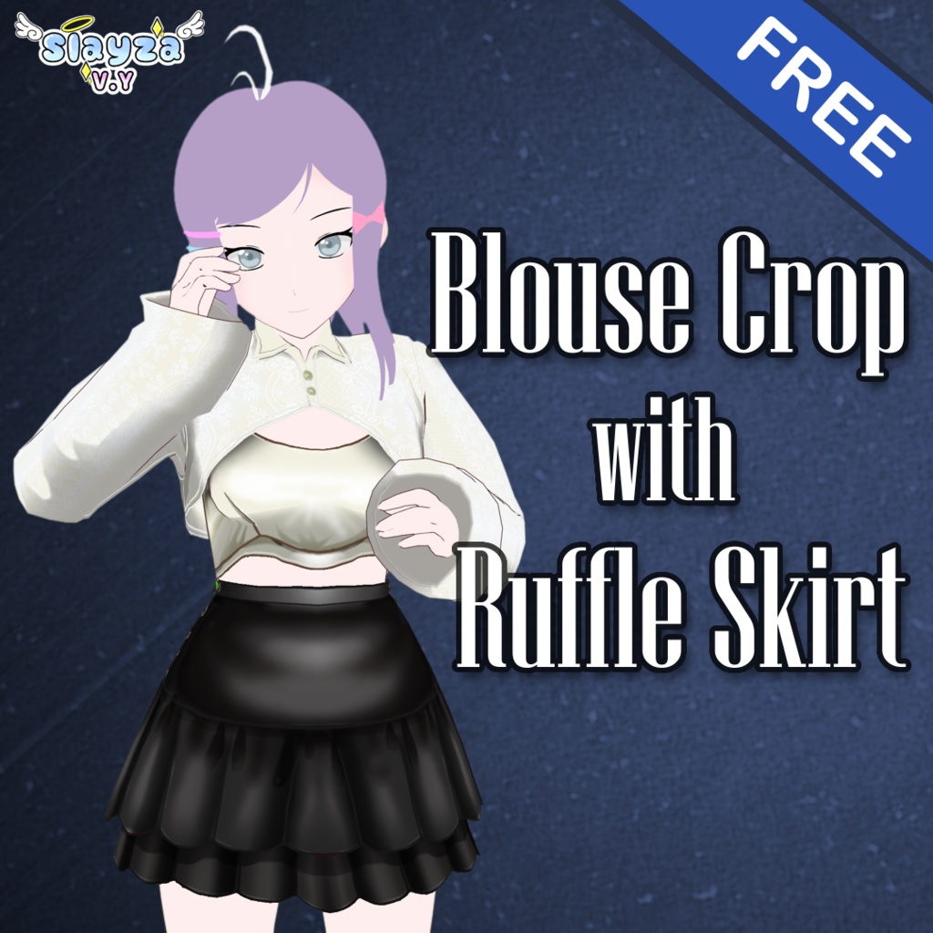 [VROID] FREE Modern Crop Blouse with Goth Ruffle Skirts 2023