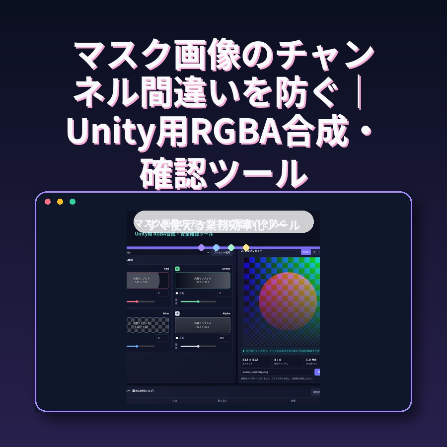 マスク画像のチャンネル間違いを防ぐ｜Unity用RGBA合成・確認ツール