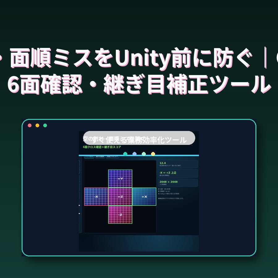 空の割れ・面順ミスをUnity前に防ぐ｜Cubemap 6面確認・継ぎ目補正ツール
