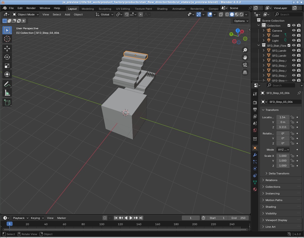階高から編集できる階段動線へ|Blender用フライト・踊り場自動生成アドオン