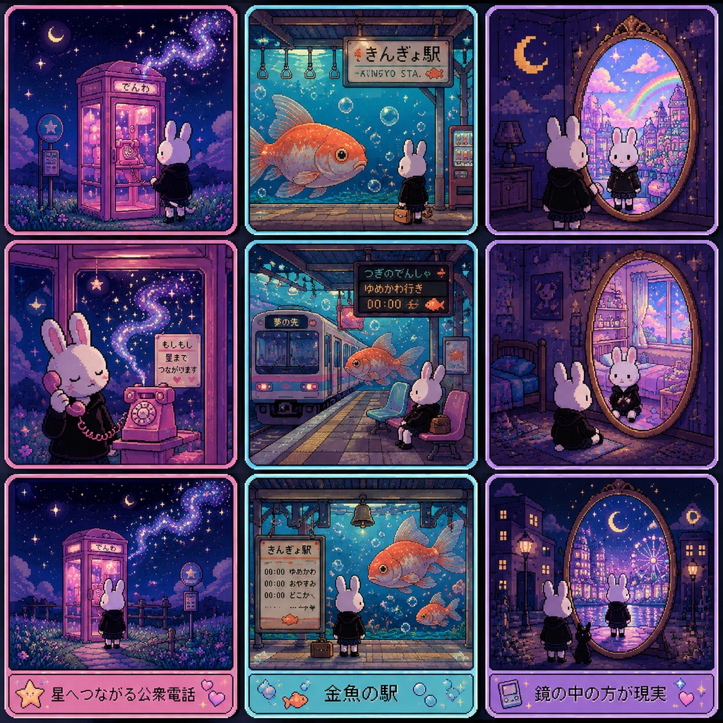 夢の世界のうさぎ9パターン