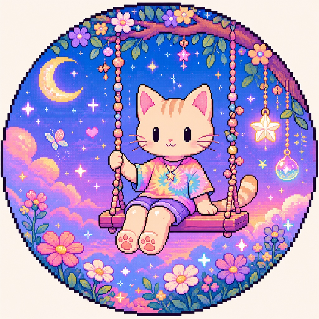 メルヘンサイケ猫アイコン（ファンタジー）