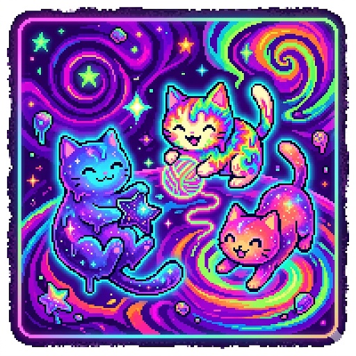 三匹のサイケポップ猫さんアイコン