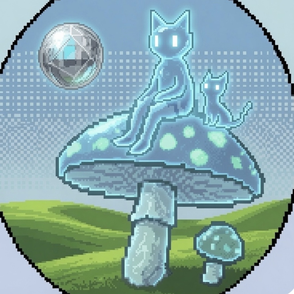 インターネット初期風！光るキノコ猫アイコン