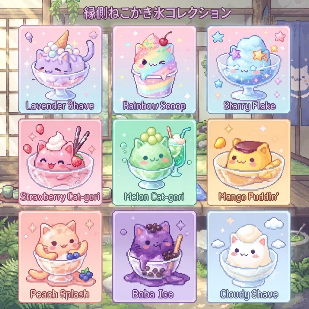 にゃんカラフルかき氷コレクション🧊🐱