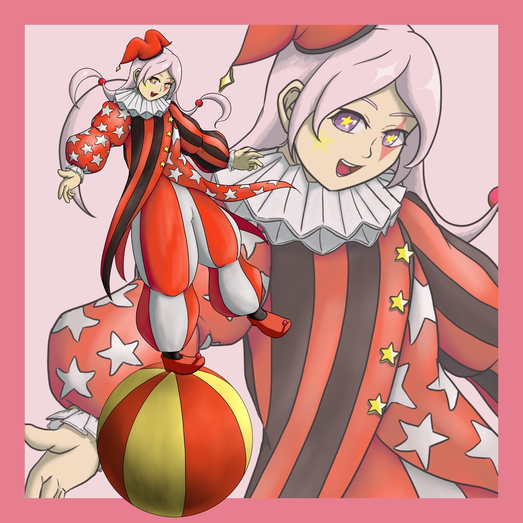 クラウン全身立ち絵、フリー