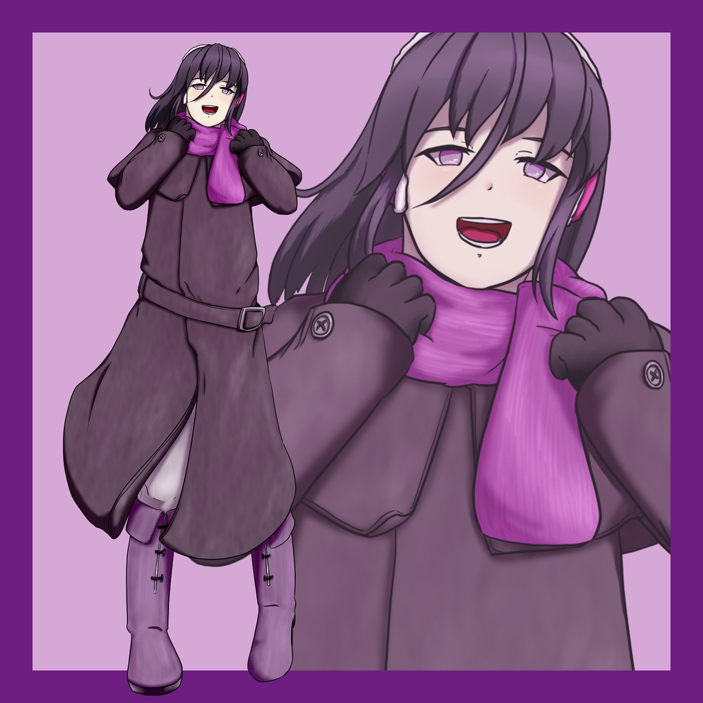 冬服君全身立ち絵、フリー