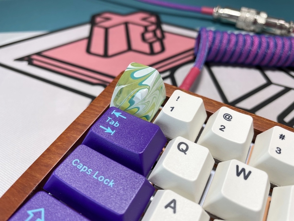 トリコマーブルキーキャップ(黄、緑、白)