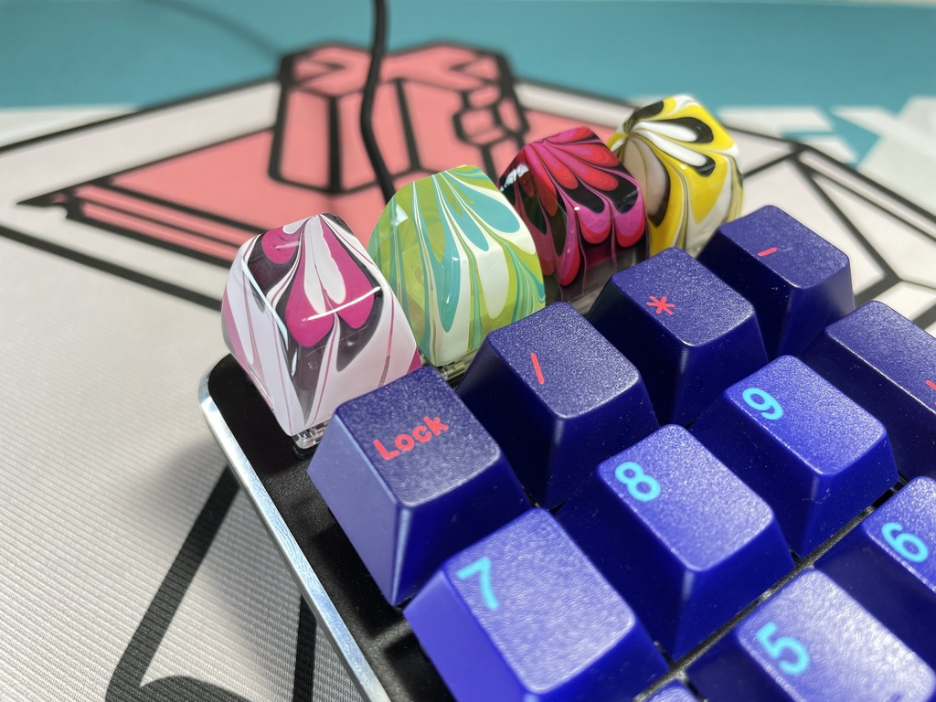 トリコマーブルキーキャップ(白、黒、ピンク)