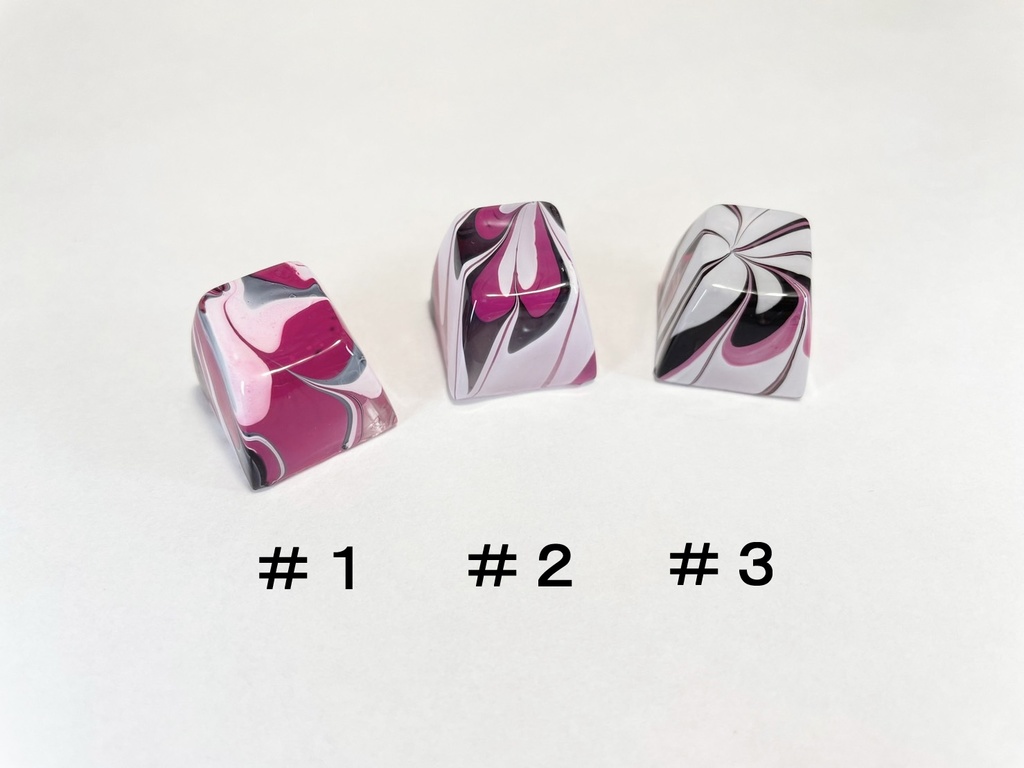 トリコマーブルキーキャップ(白、黒、ピンク)