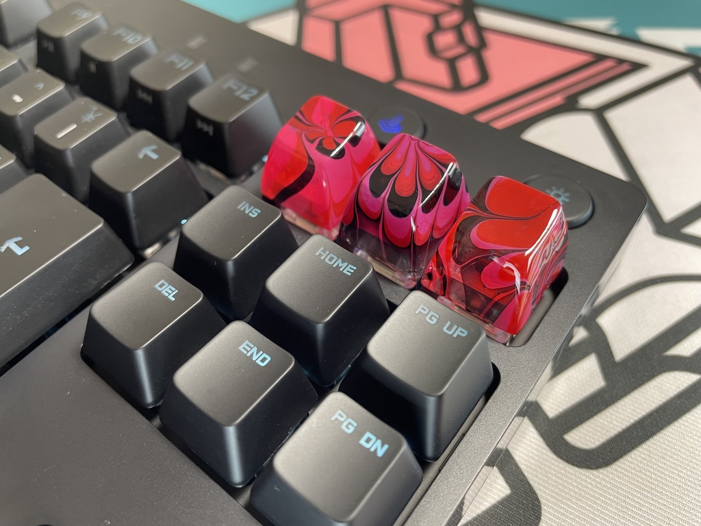 トリコマーブルキーキャップ(黒、赤、ピンク)