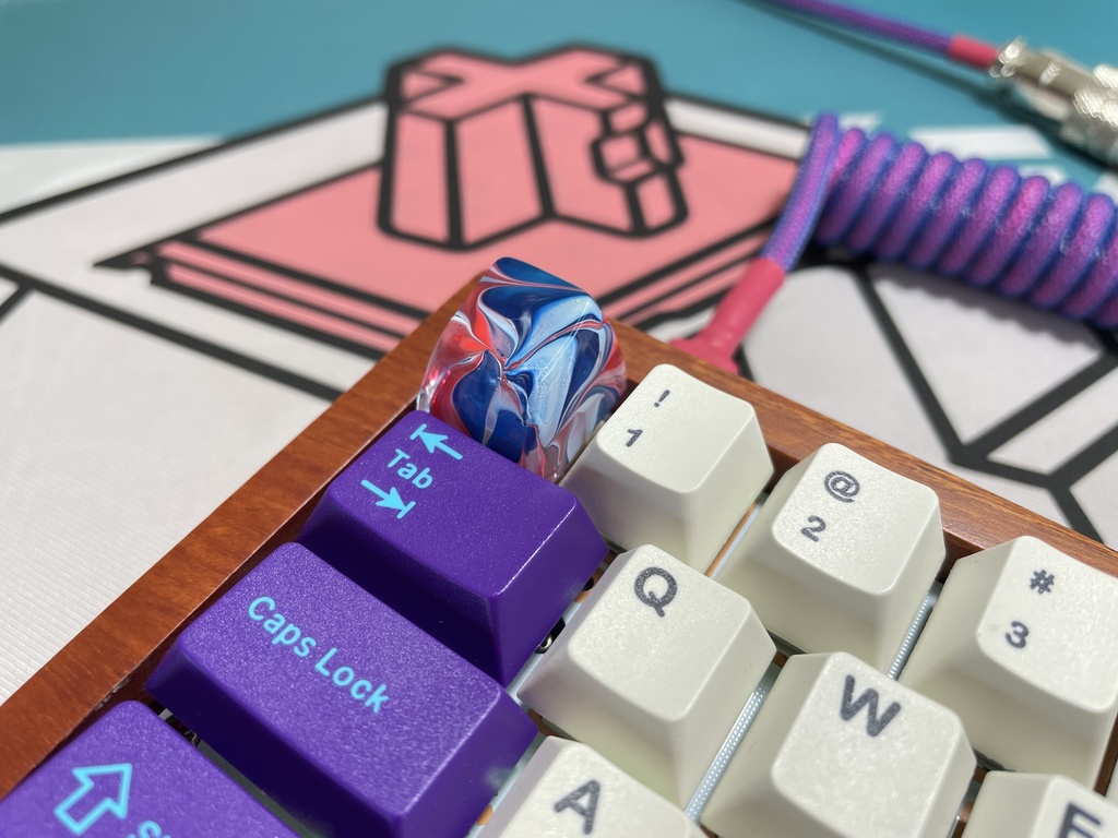 トリコマーブルキーキャップ(白、赤、青)