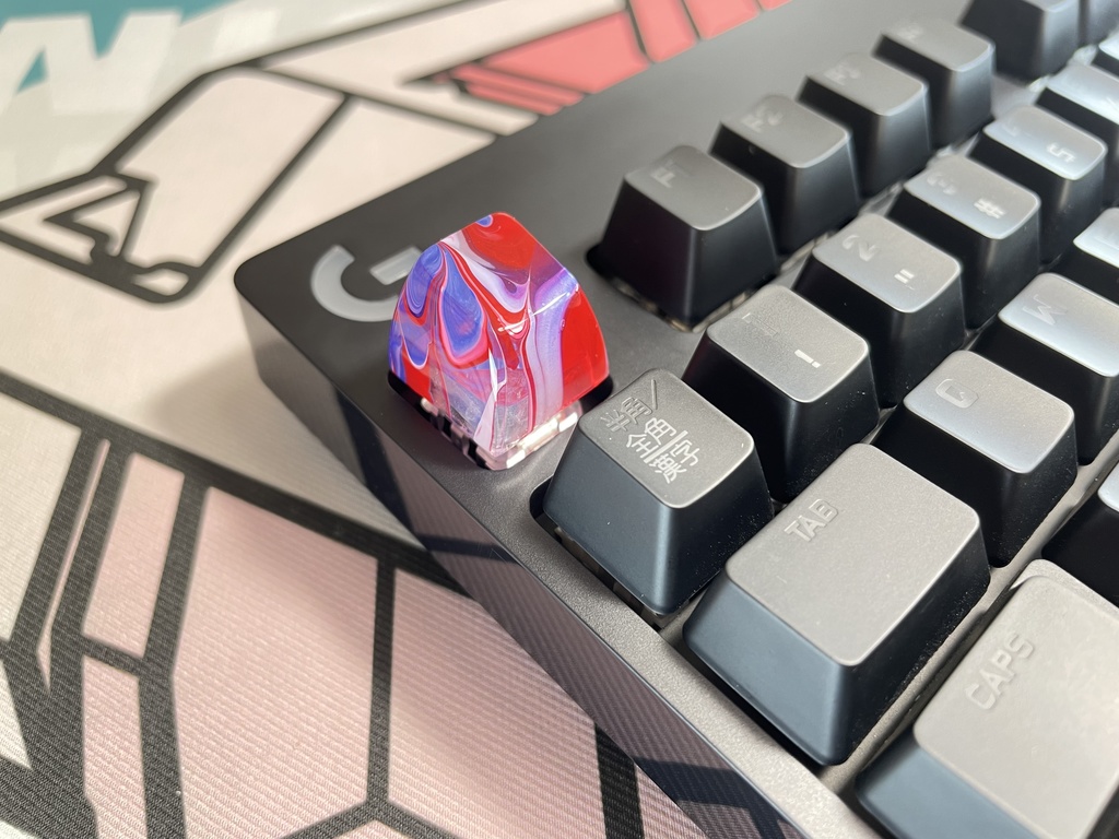 トリコマーブルキーキャップ(白、赤、青)