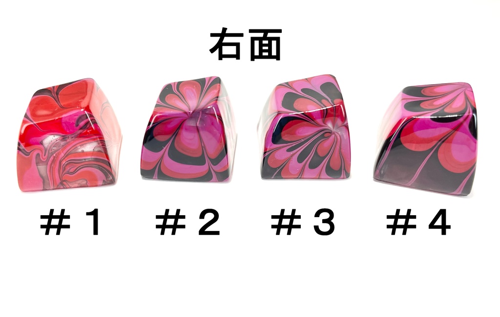 トリコマーブルキーキャップvol.1_R2(黒、赤、ピンク)