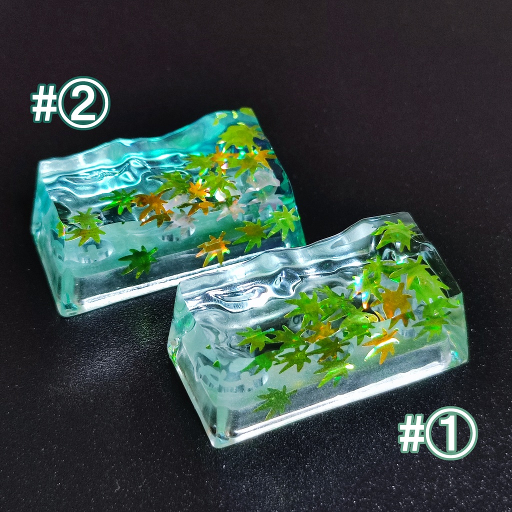 【キーキャップ】水面《青もみじ》【Backspace 2u】