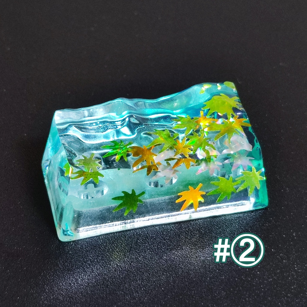 【キーキャップ】水面《青もみじ》【Backspace 2u】