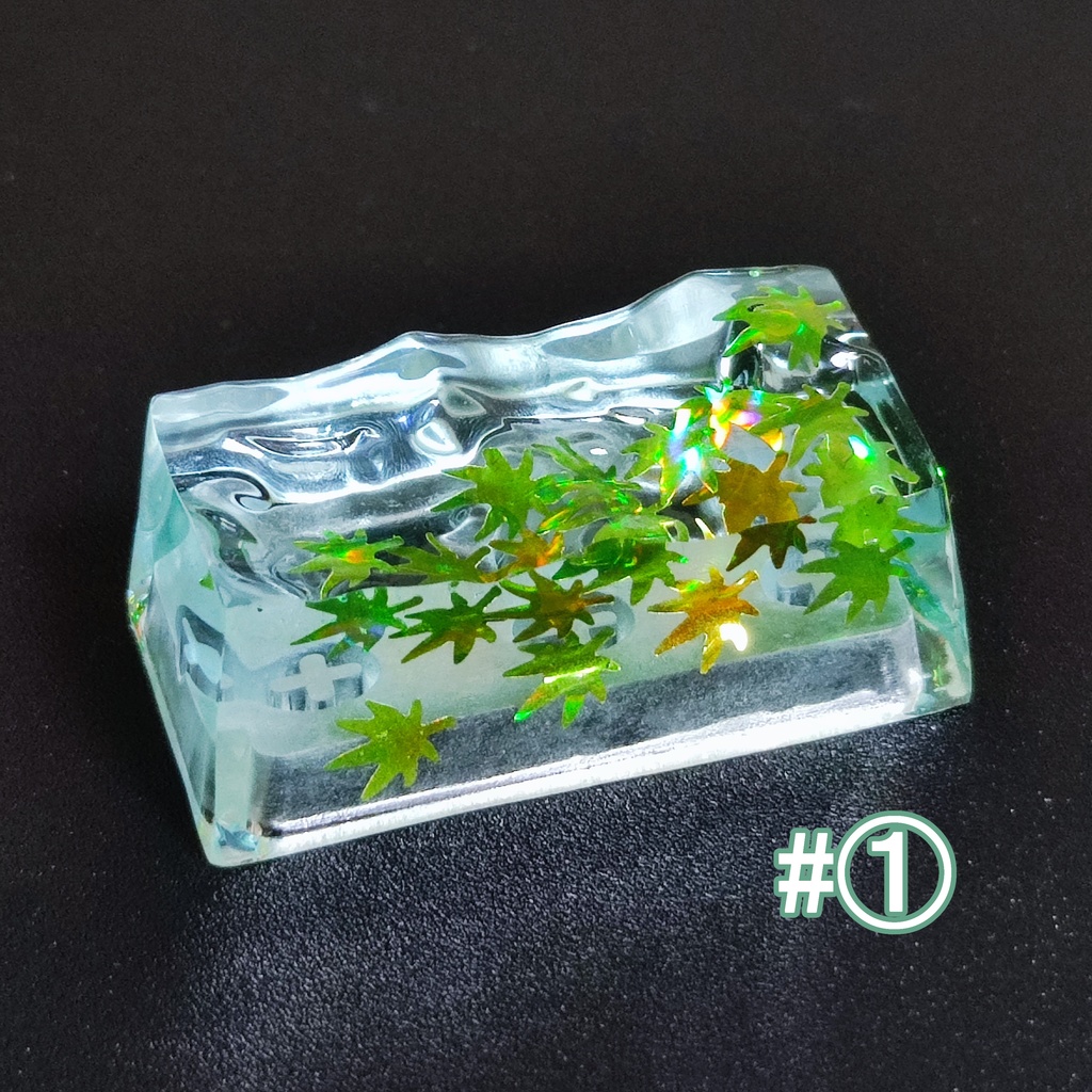 【キーキャップ】水面《青もみじ》【Backspace 2u】